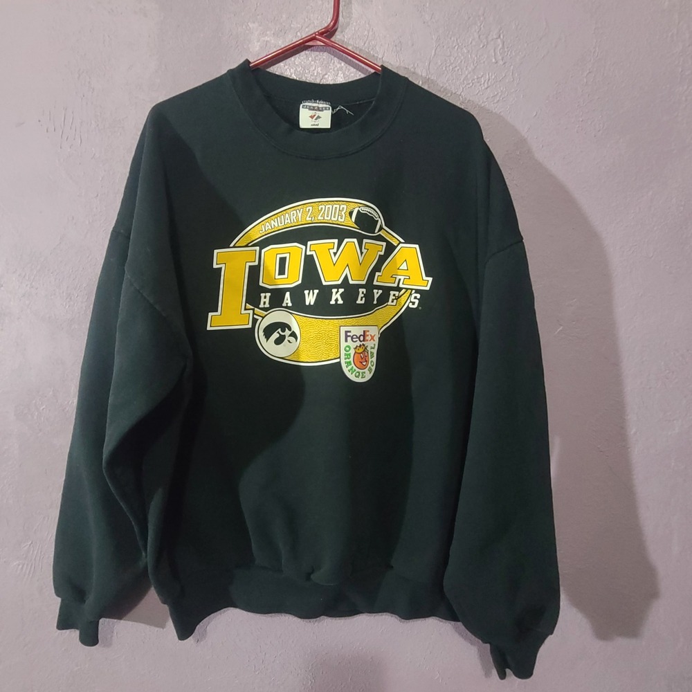 Vintage‎ Jerzees Iowa Hawkeyes 2003 Orange Bowl Sweatshirt Black 3XL FedEx